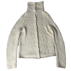 Y2K GAP Beige High Neck Cable Knit Cardigan Chunky Wool/Medium